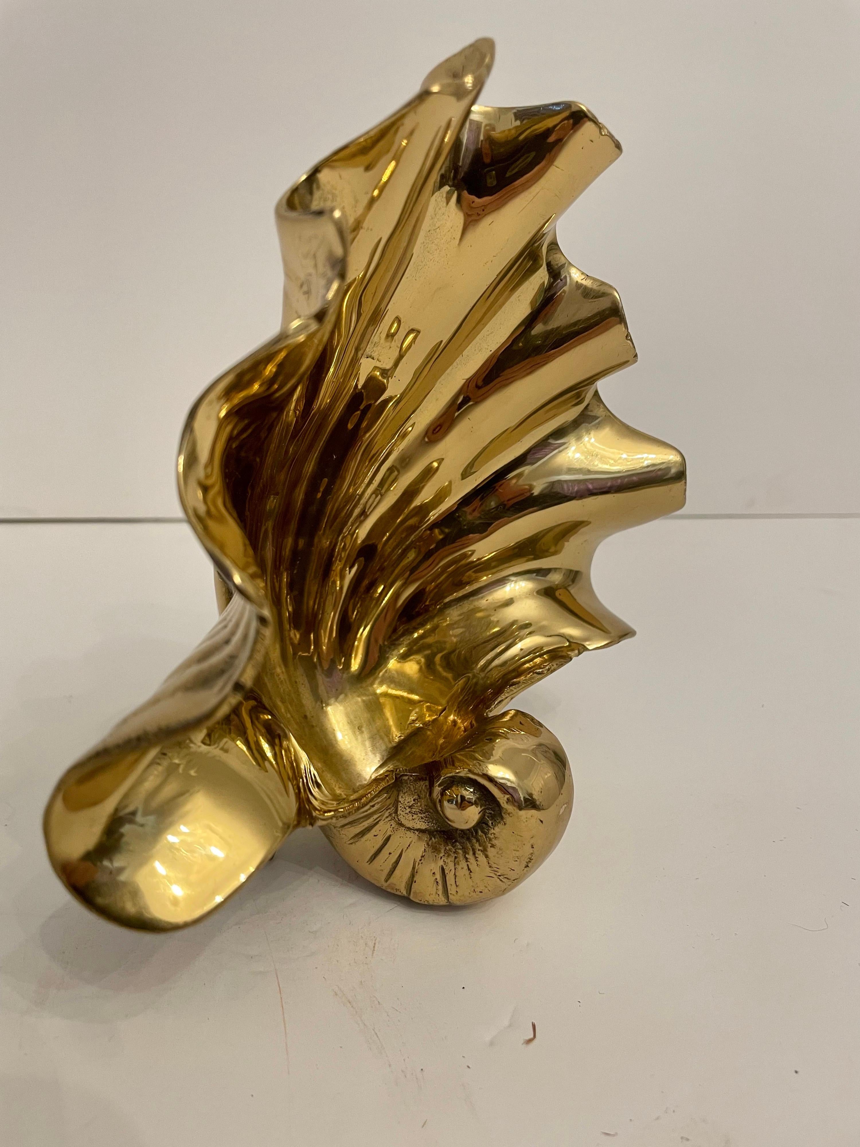 Nautical Solid Brass Seashell Bookends 1