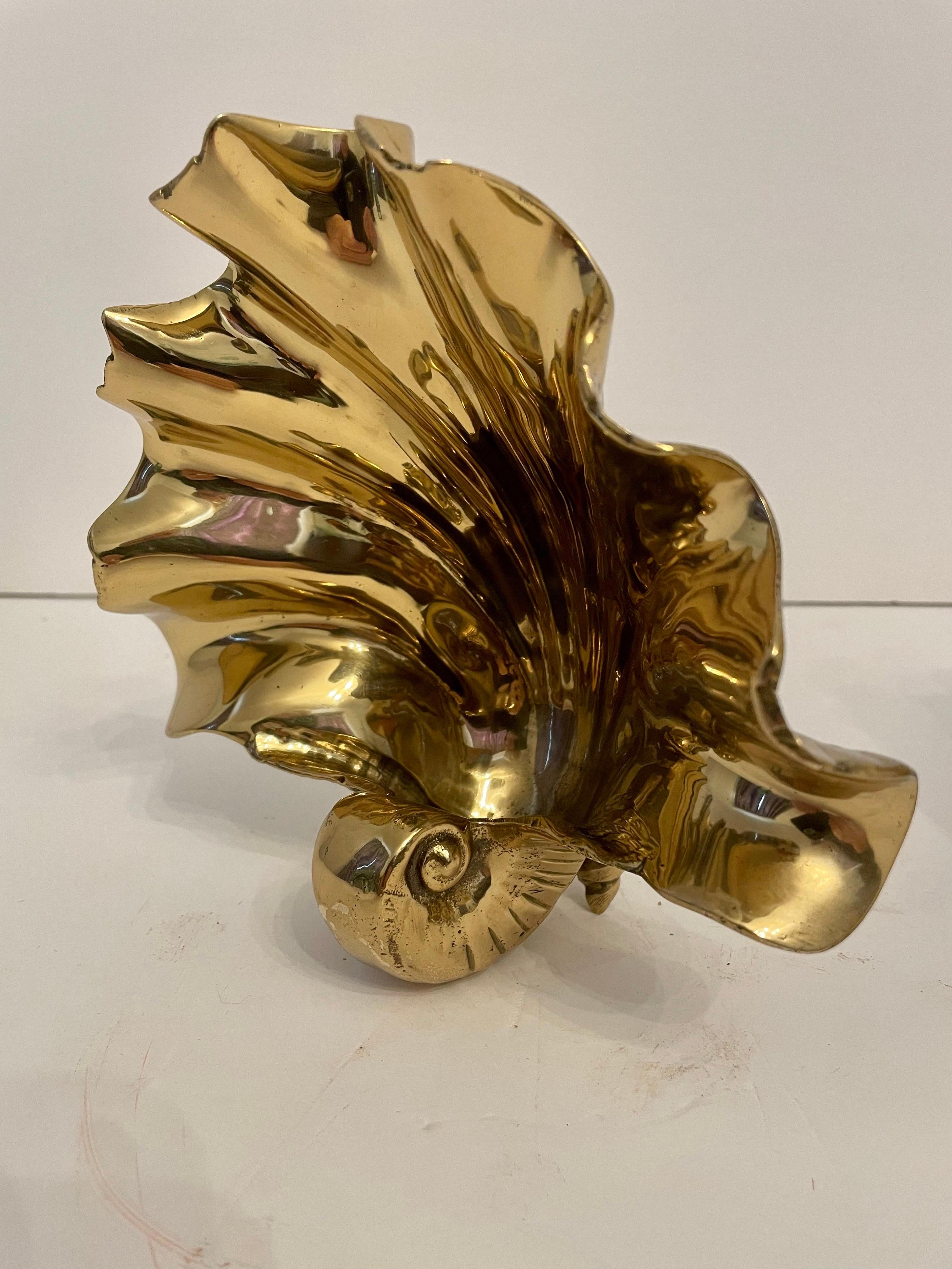 Nautical Solid Brass Seashell Bookends 3