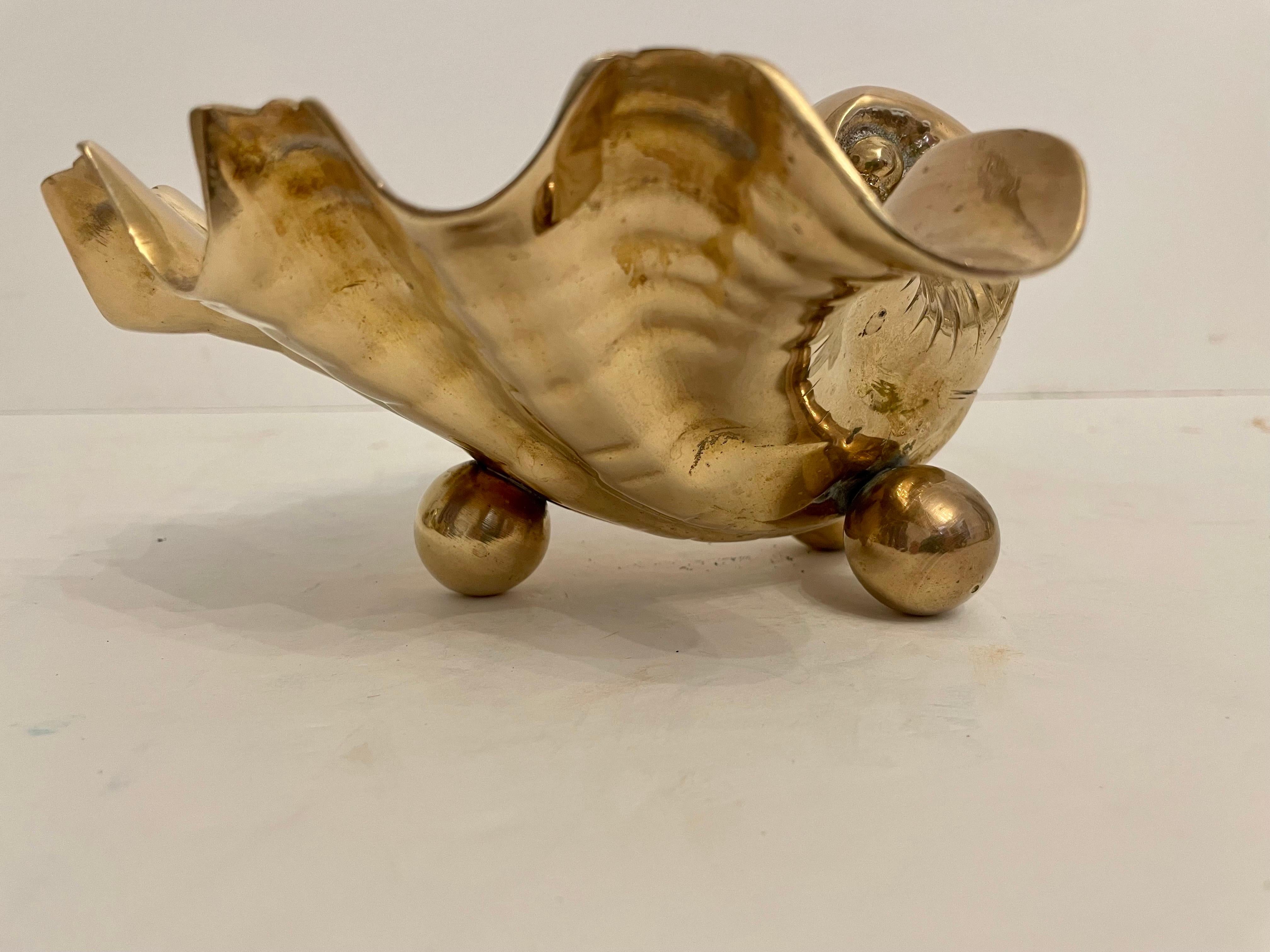 Nautical Solid Brass Seashell Bookends For Sale 3