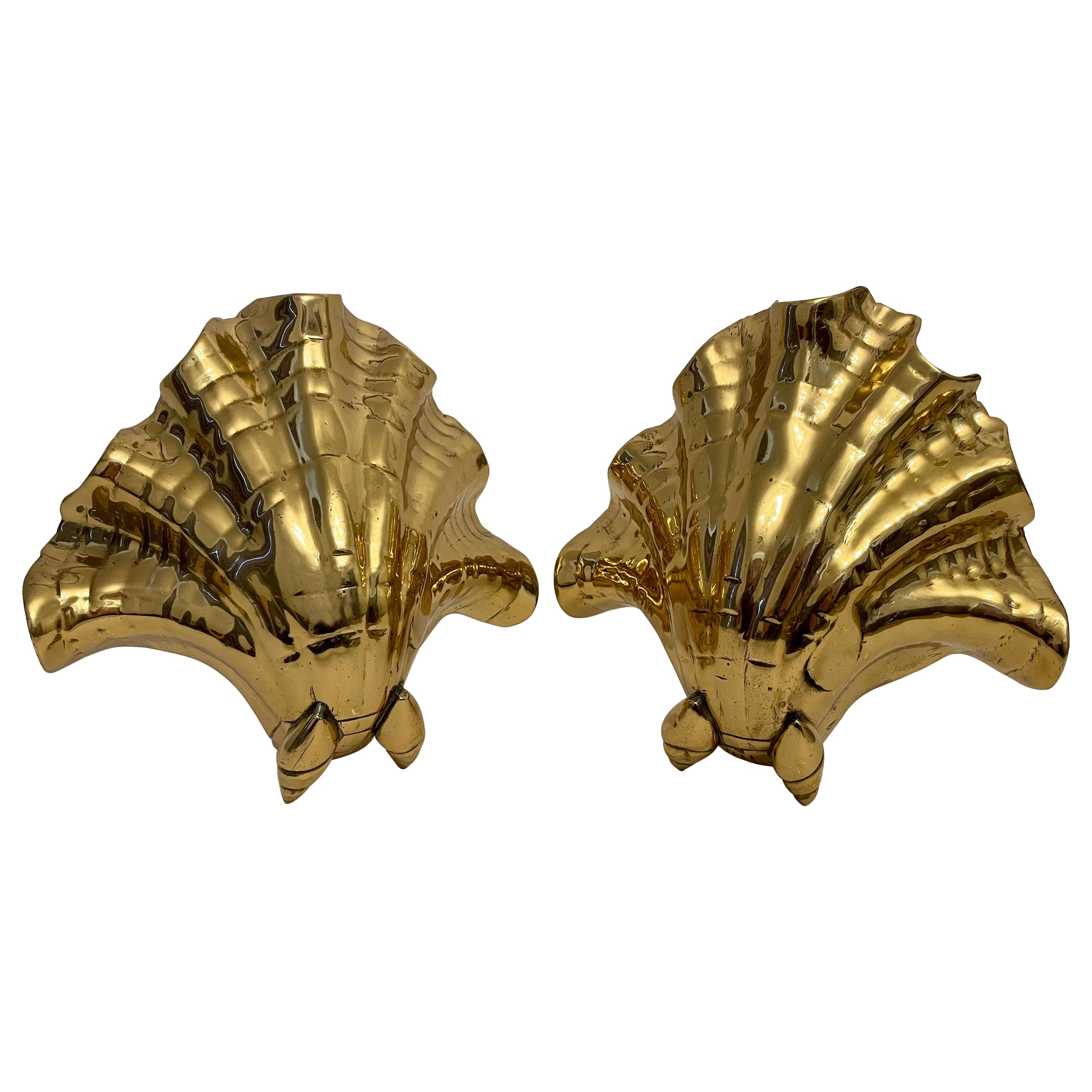 Nautical Solid Brass Seashell Bookends