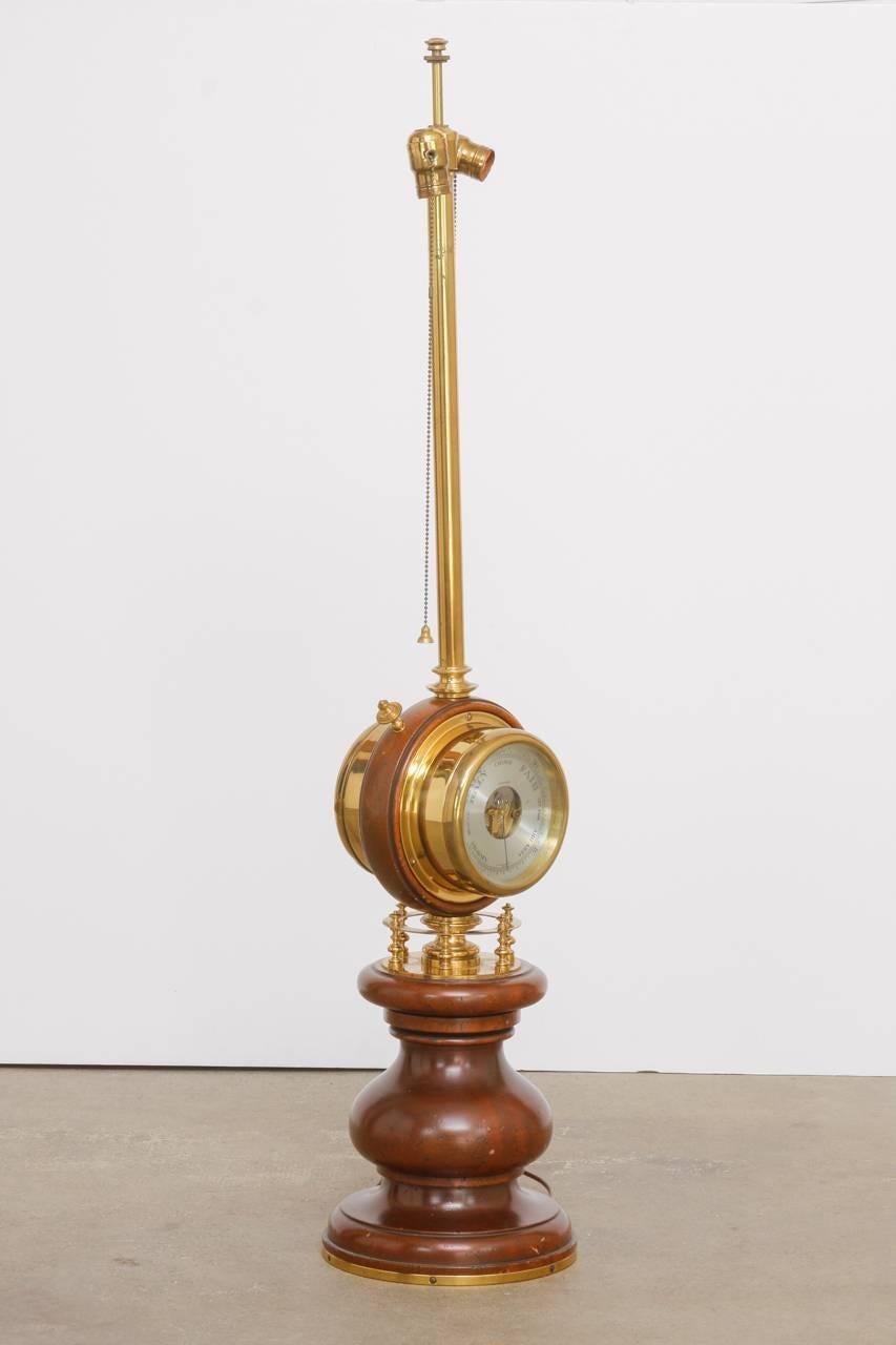 20th Century Nautical Style Clock Barometer Table Lamp by Stiffel