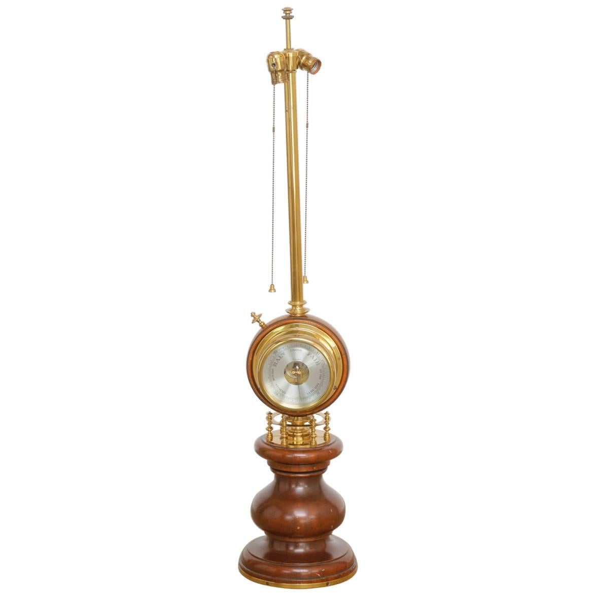 Nautical Style Clock Barometer Table Lamp by Stiffel