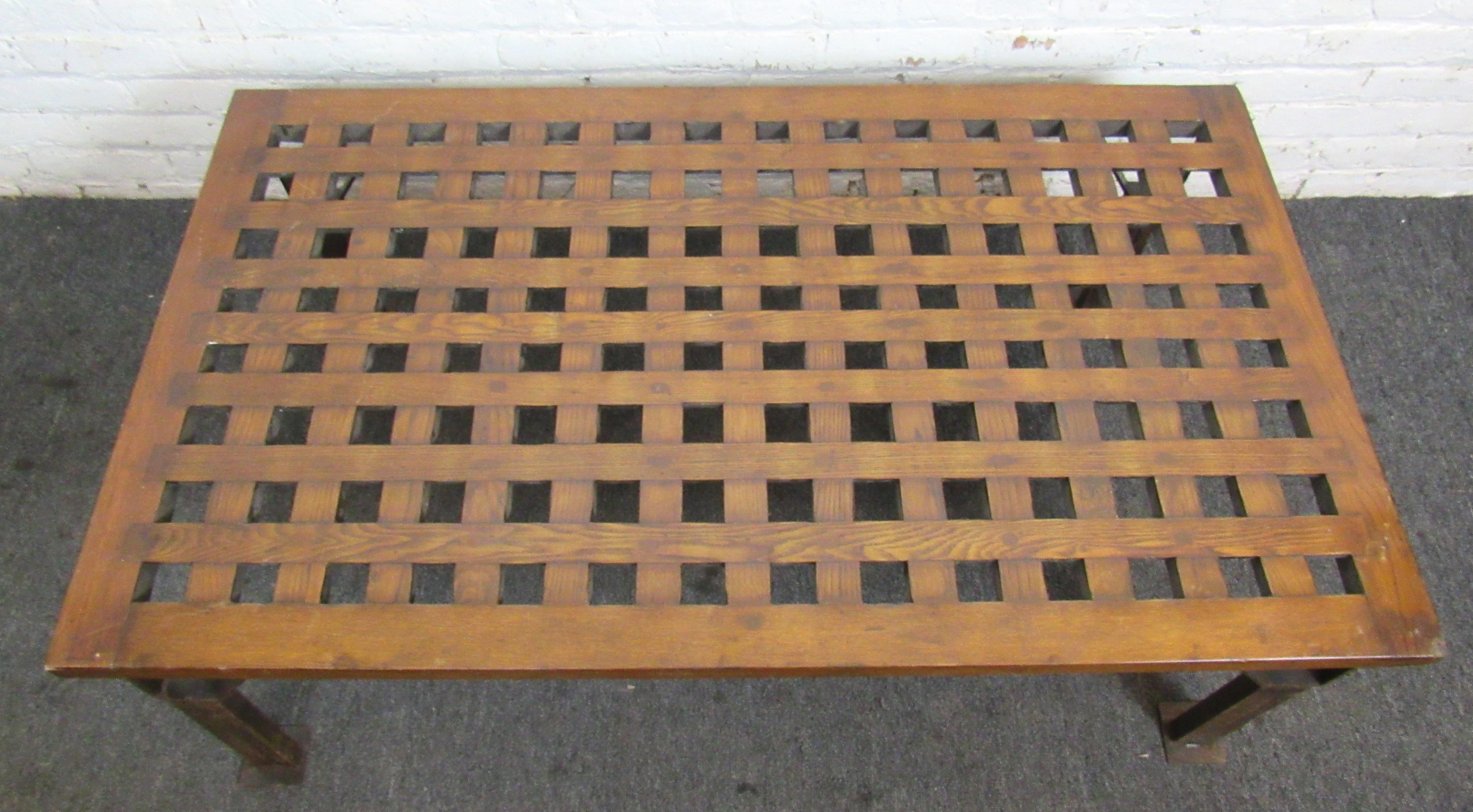 Mid-Century Modern Nautical Style Grid Top Table
