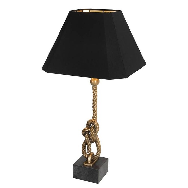 Nautical Table Lamp in Vintage Brass Finish For Sale at 1stDibs