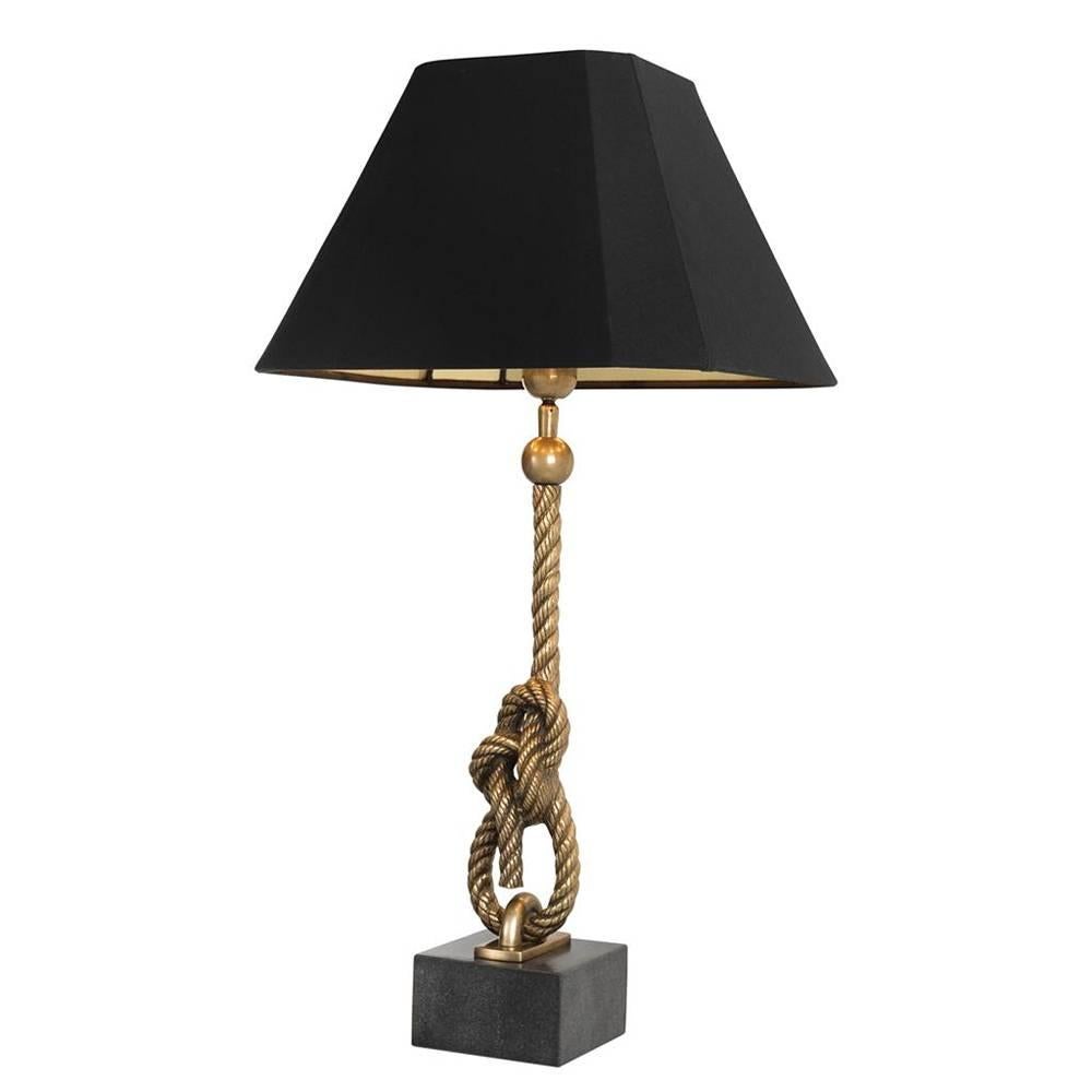 Nautical Table Lamp in Vintage Brass Finish For Sale