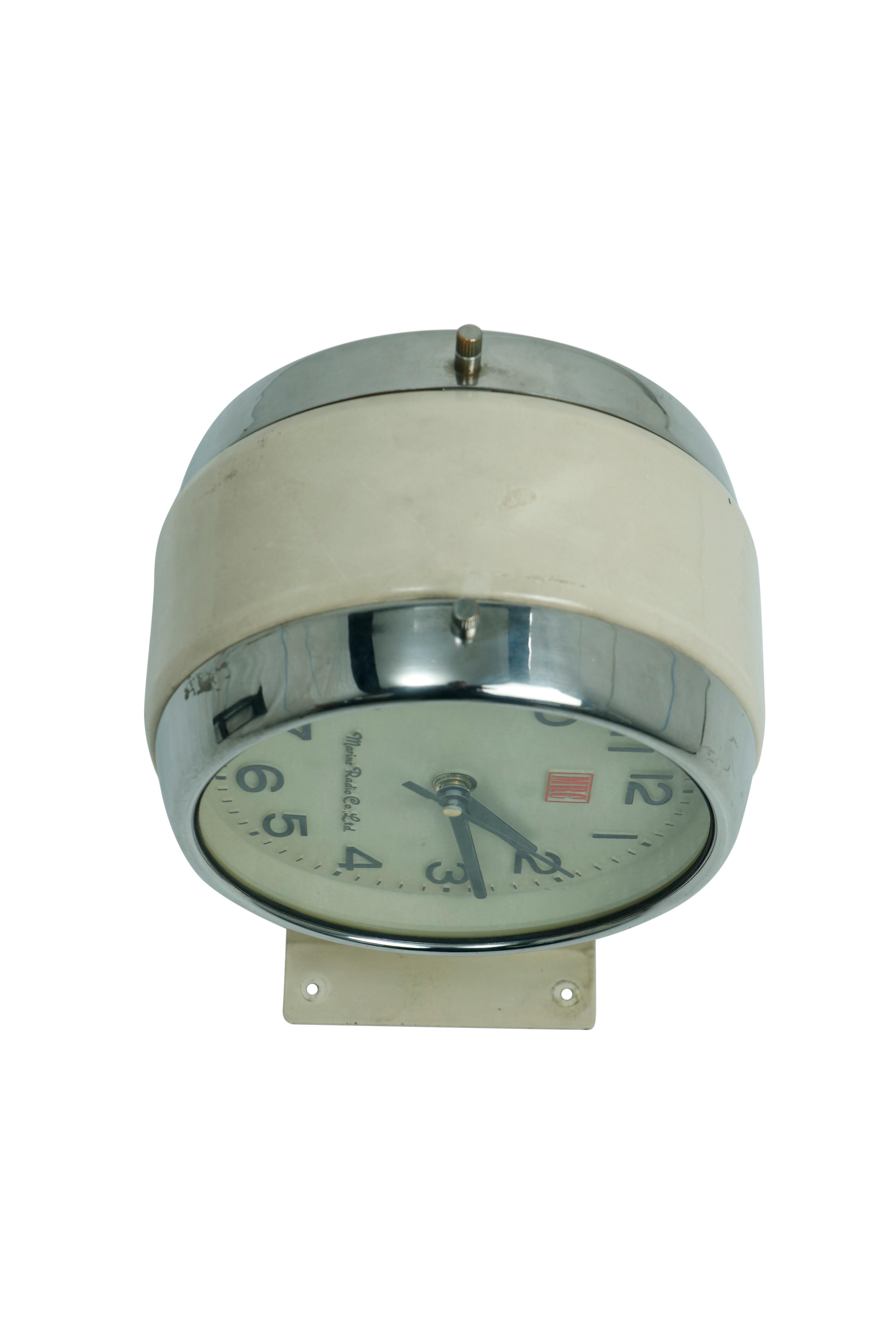 Industrial Nautical Two-Sided Clock For Sale