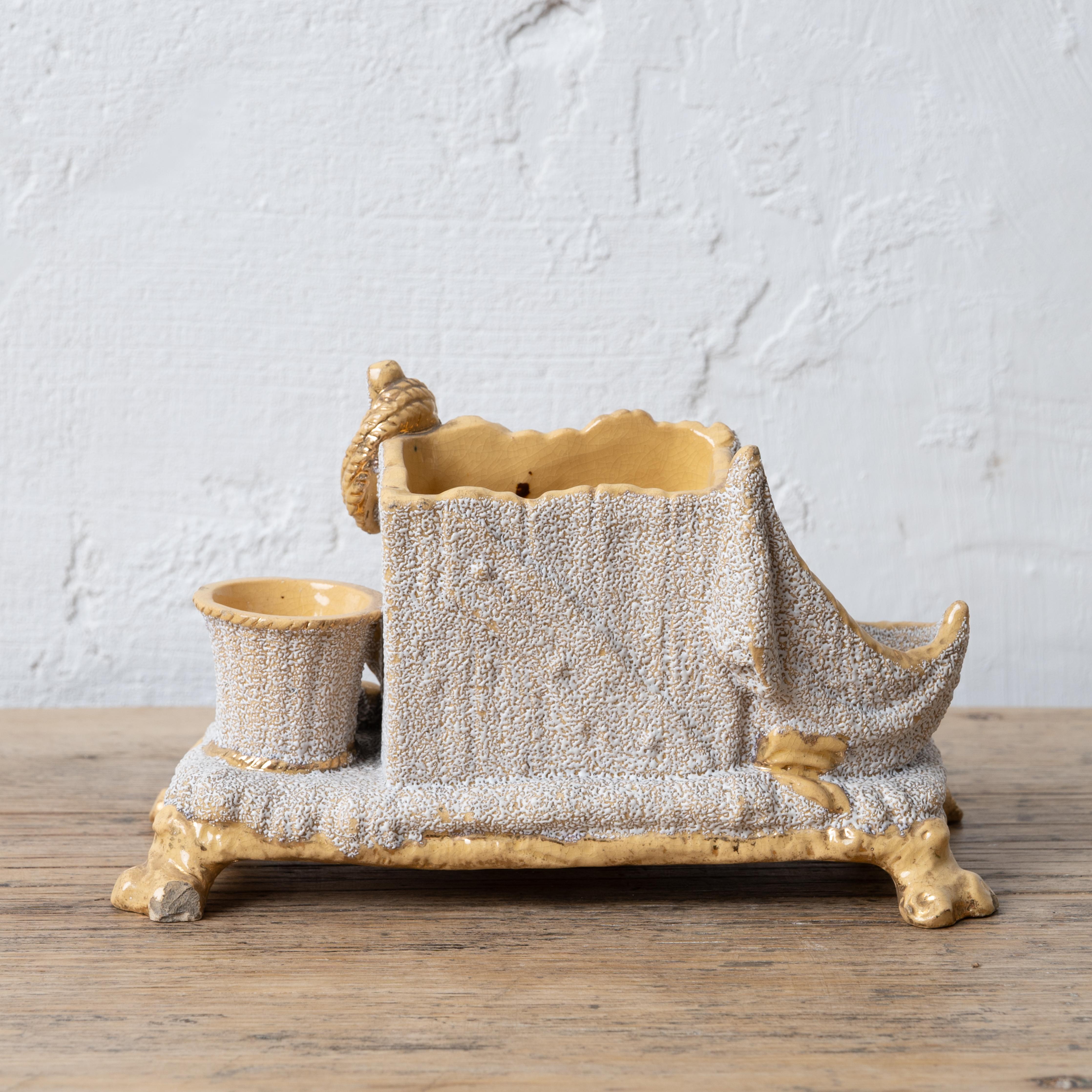 Nautical Yellowware Smoking Stand, Alemania, Siglo XIX en venta 4