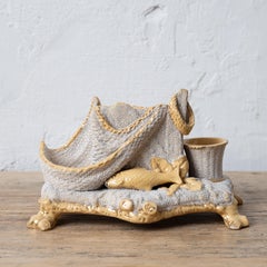 Nautical Yellowware Smoking Stand, Germany, 19th Century