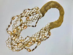 Nautilus cabochon up-cycled vintage crystal 9strand  Necklace by Sylvia Gottwald