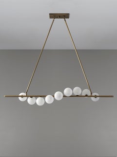 Nautilus Chandelier in Natural Brass and Blown Opal Glass by Blueprint Lighting