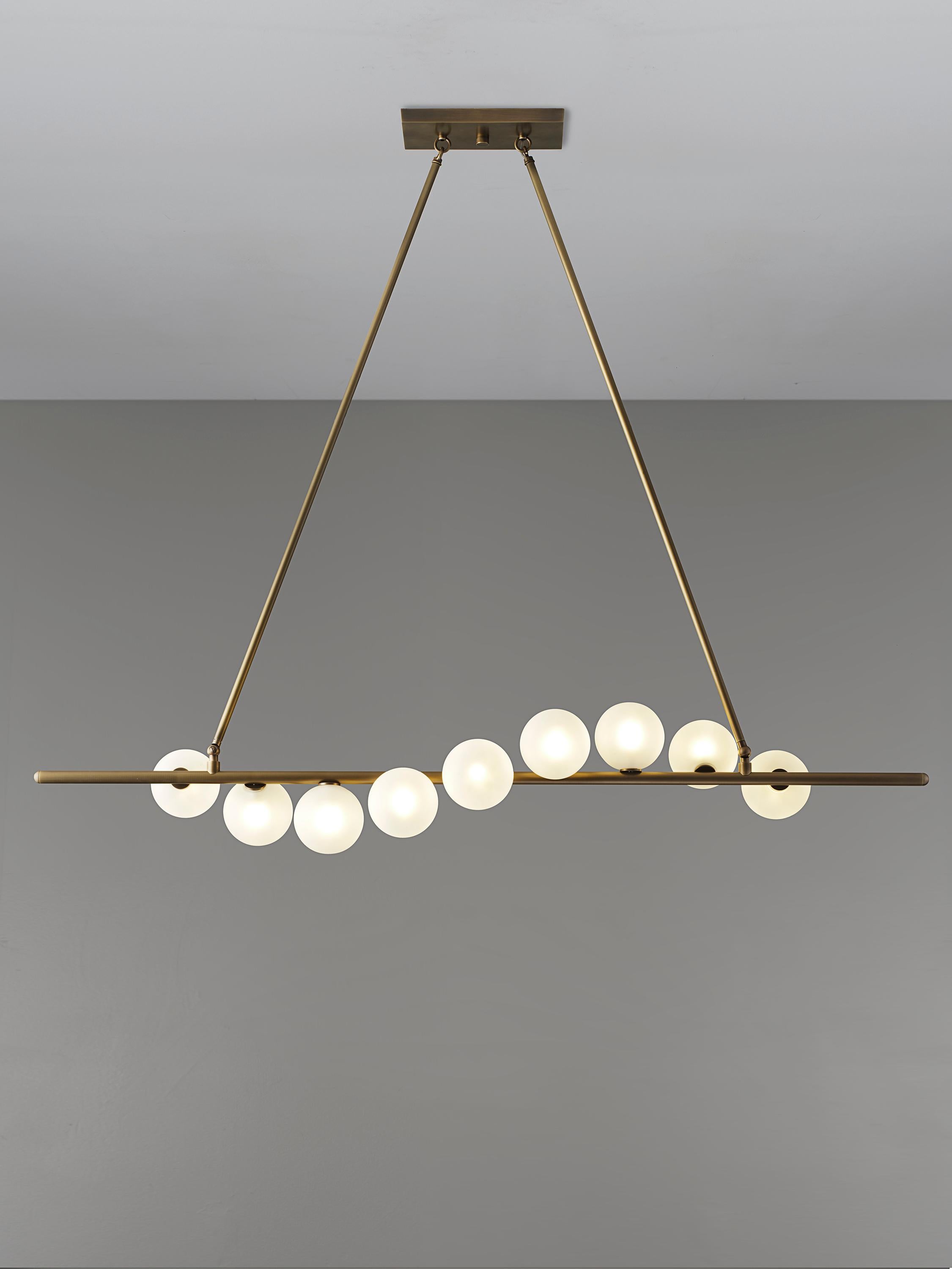 Modern Nautilus Chandelier in Natural Brass and Blown Opal Glass by Blueprint Lighting