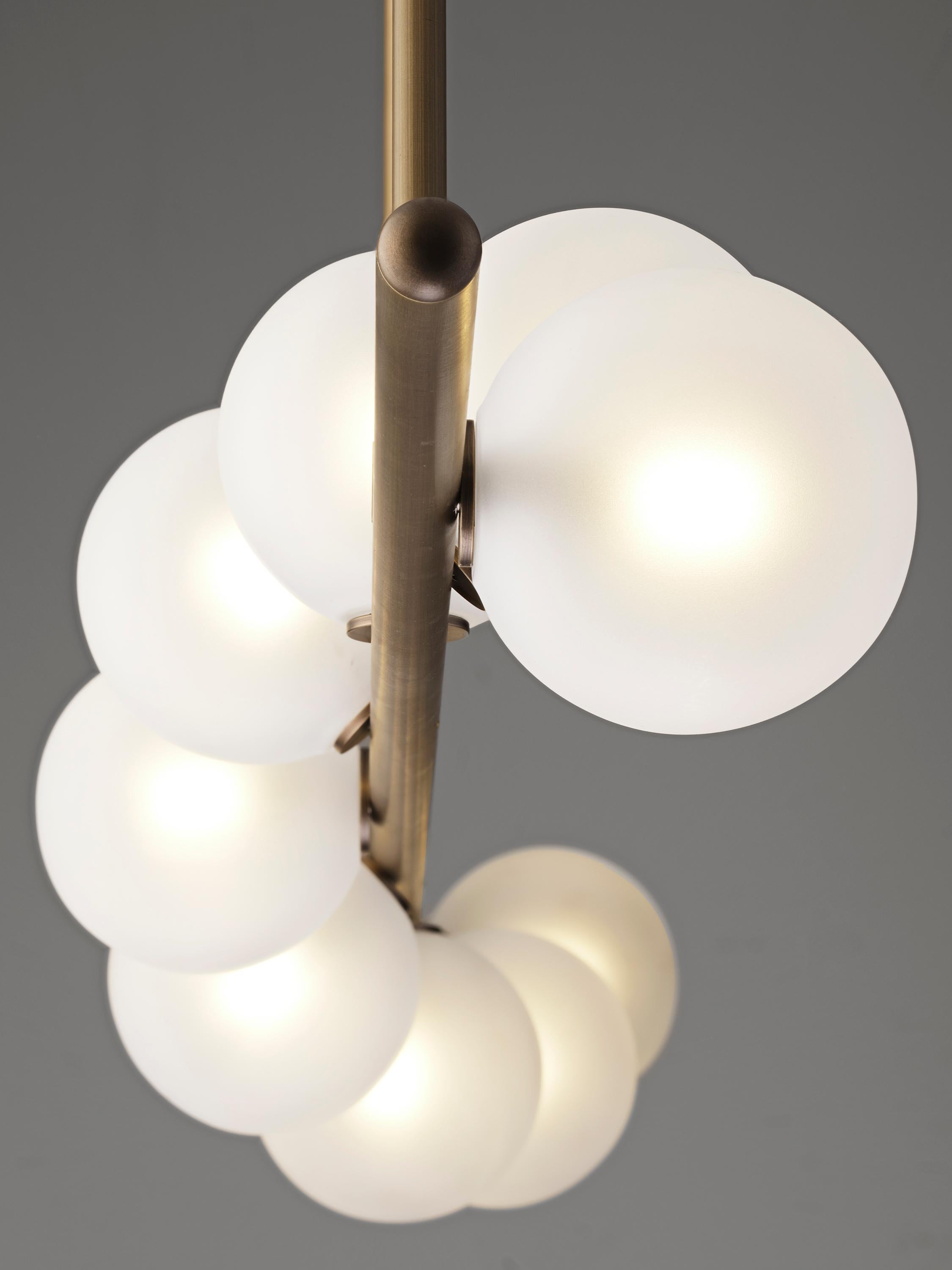 Nautilus Chandelier in Natural Brass and Blown Opal Glass by Blueprint Lighting 1