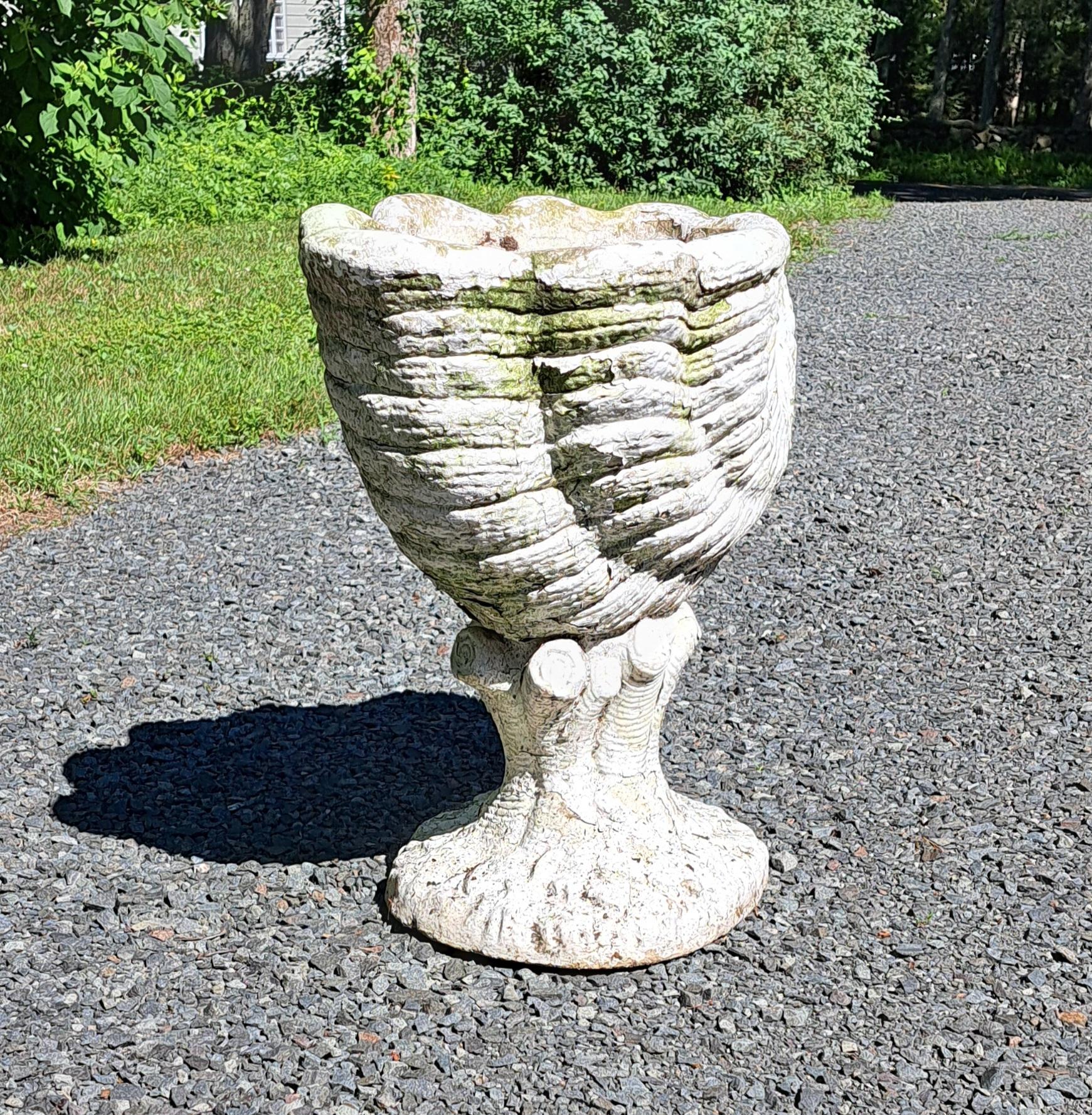 Victorian Nautilus Form Cement Garden Planter For Sale