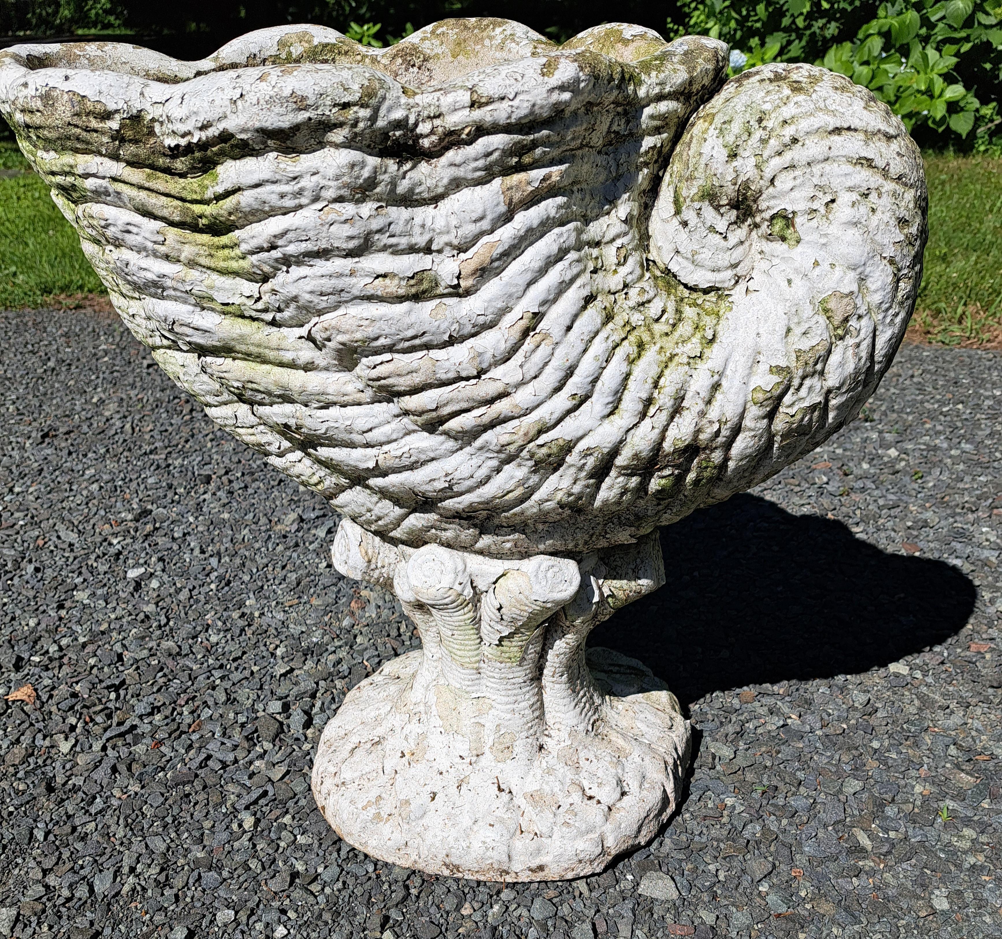 Nautilus Form Cement Garden Planter In Good Condition For Sale In Newtown, CT