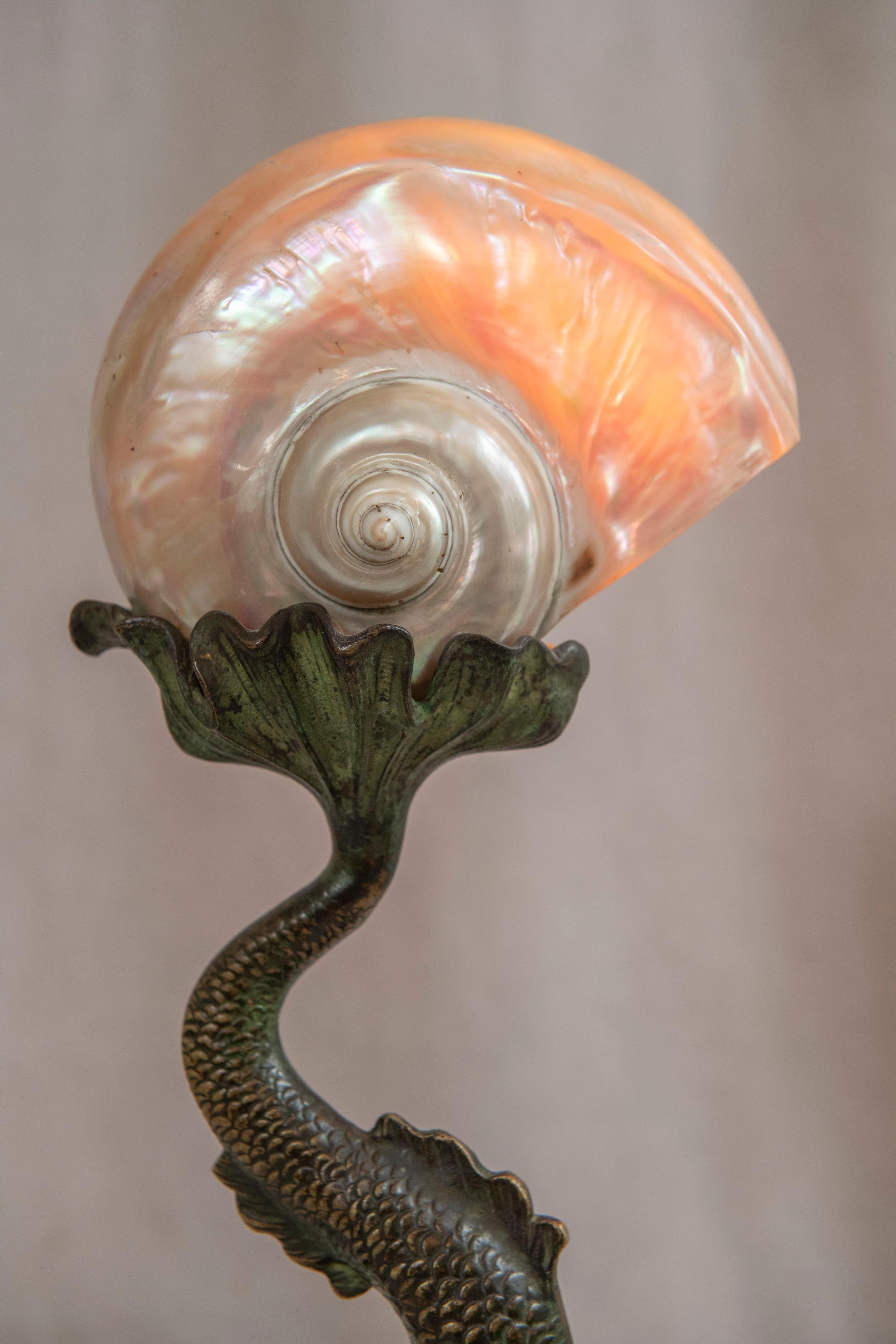 dolphin on shell lamp