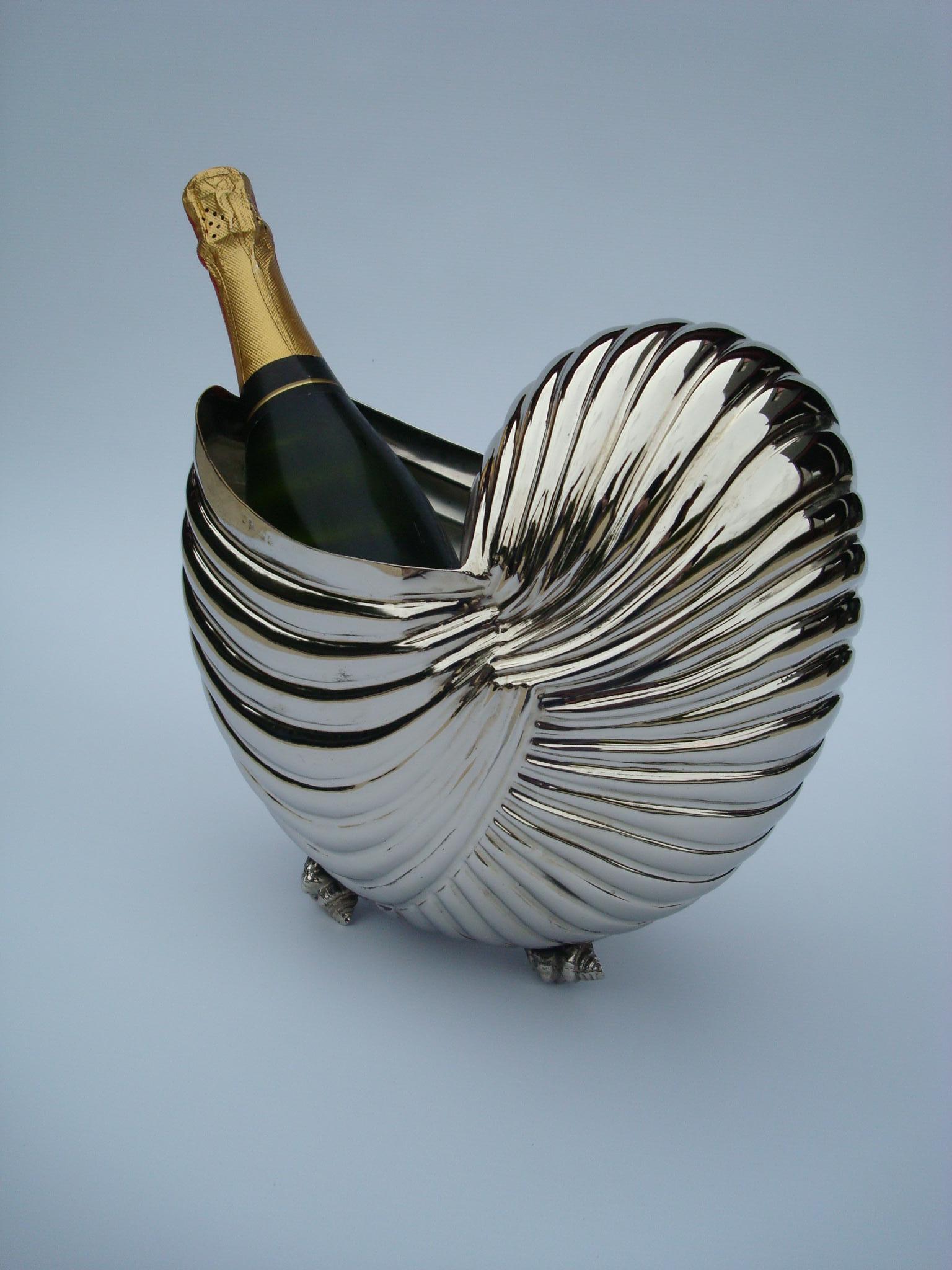 20th Century Nautilus Sea Shell Wine / Champagne Cooler Bottle Holder / Ice Bucket