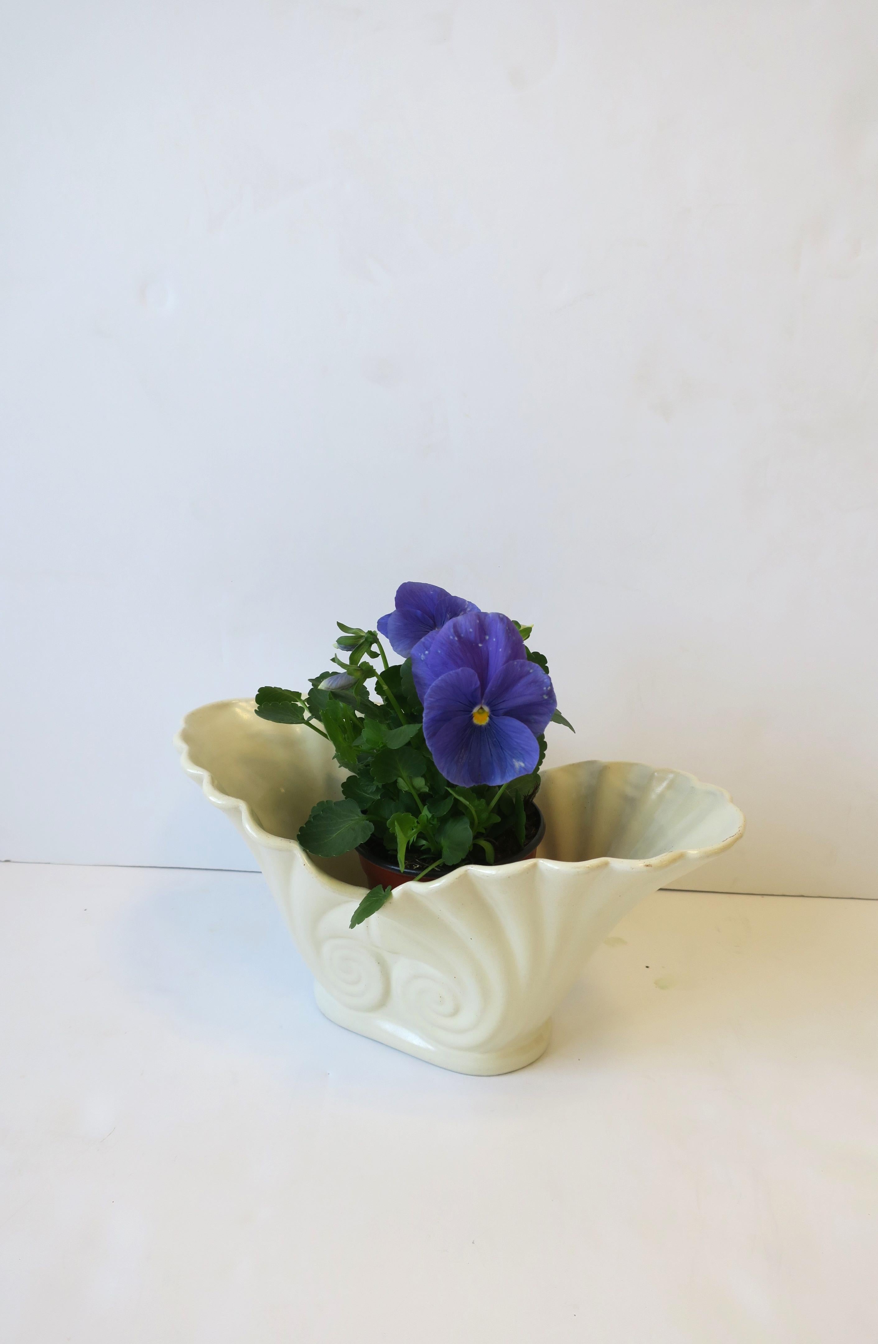 Nautilus Seashell Pottery Jardiniere or Cachepot Flower Plant Holder Art Deco For Sale 2