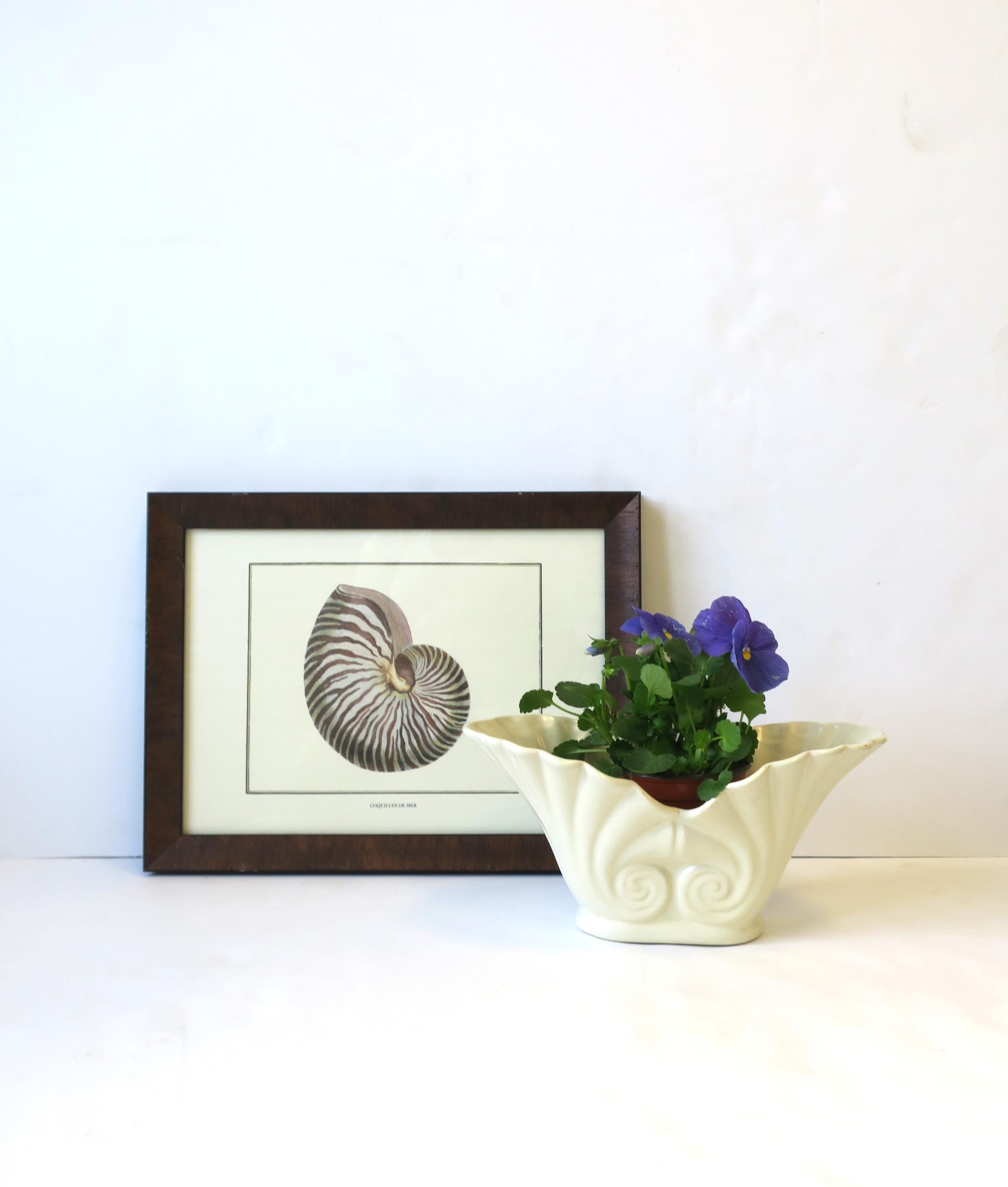 Nautilus Seashell Pottery Jardiniere or Cachepot Flower Plant Holder Art Deco For Sale 4