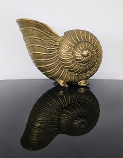 Nautilus shaped Champagne Bottle Holder done in solid brass, Italy 1950s