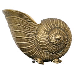 Nautilus shaped Champagne Bottle Holder done in solid brass, Italy 1950s