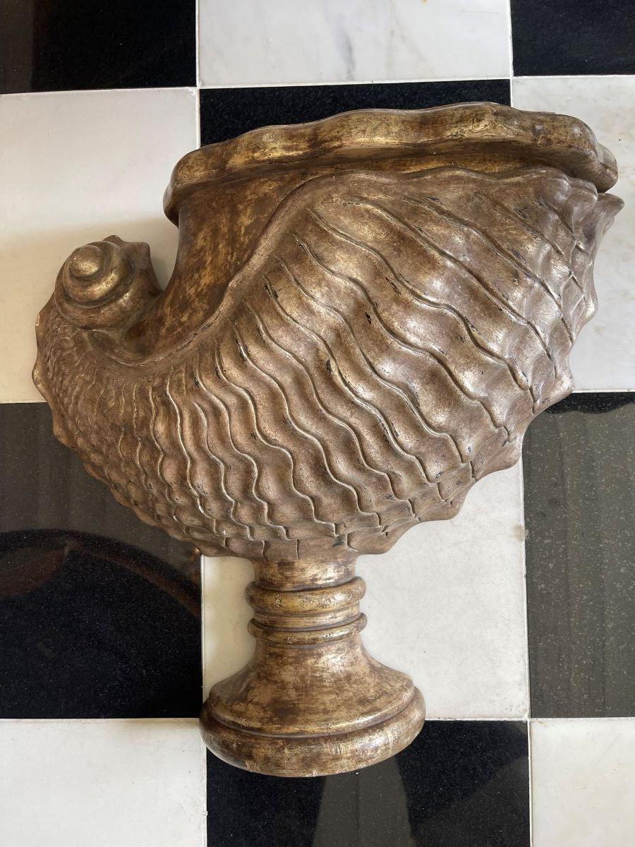 Francese Staffe da parete a forma di Nautilus in argento dorato in vendita