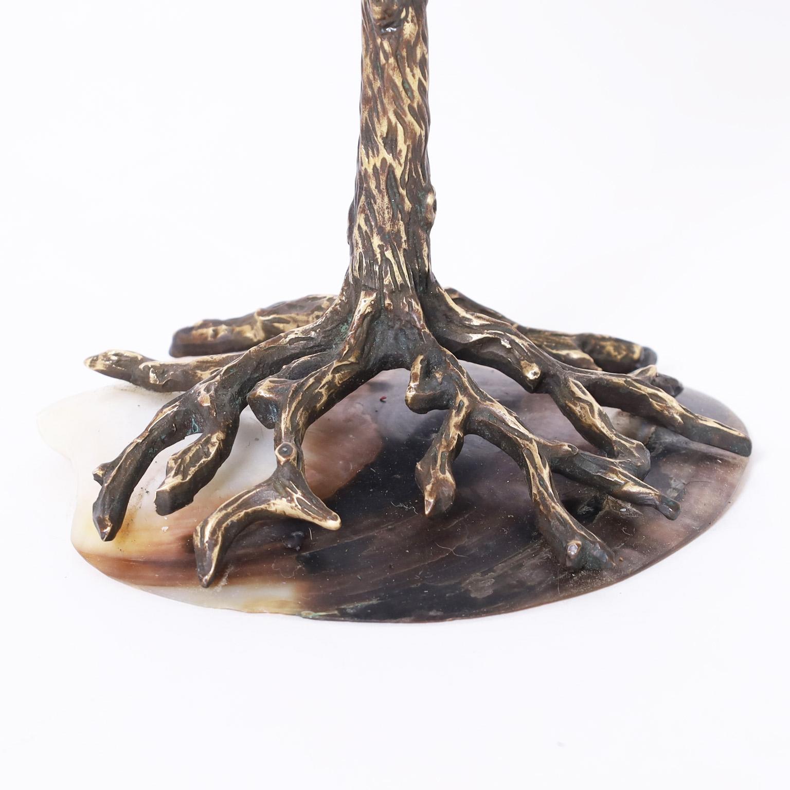 Nautilus Shell in a Tree with Lizard Sculpture by Maitland-Smith For Sale 2