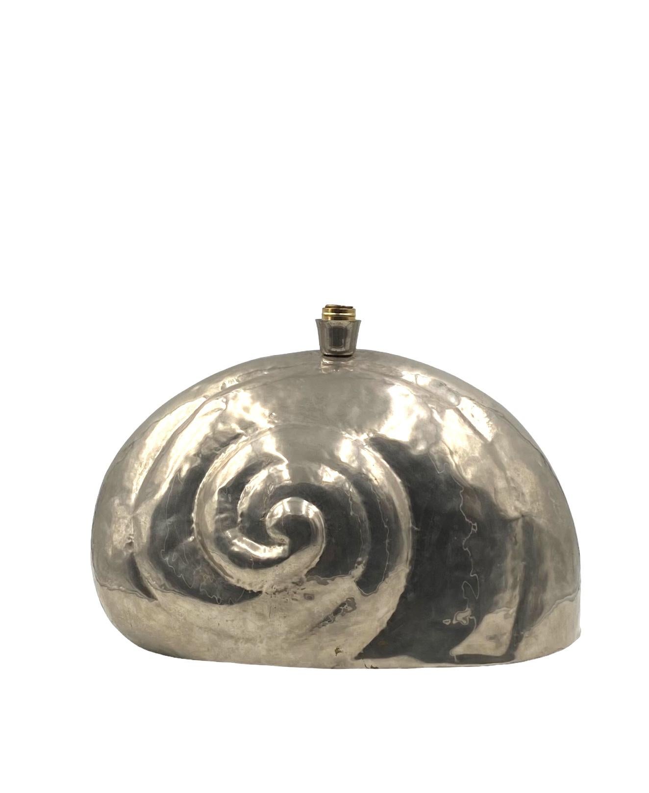 Nautilus shell silverplate table lamp base, France 1970s 6