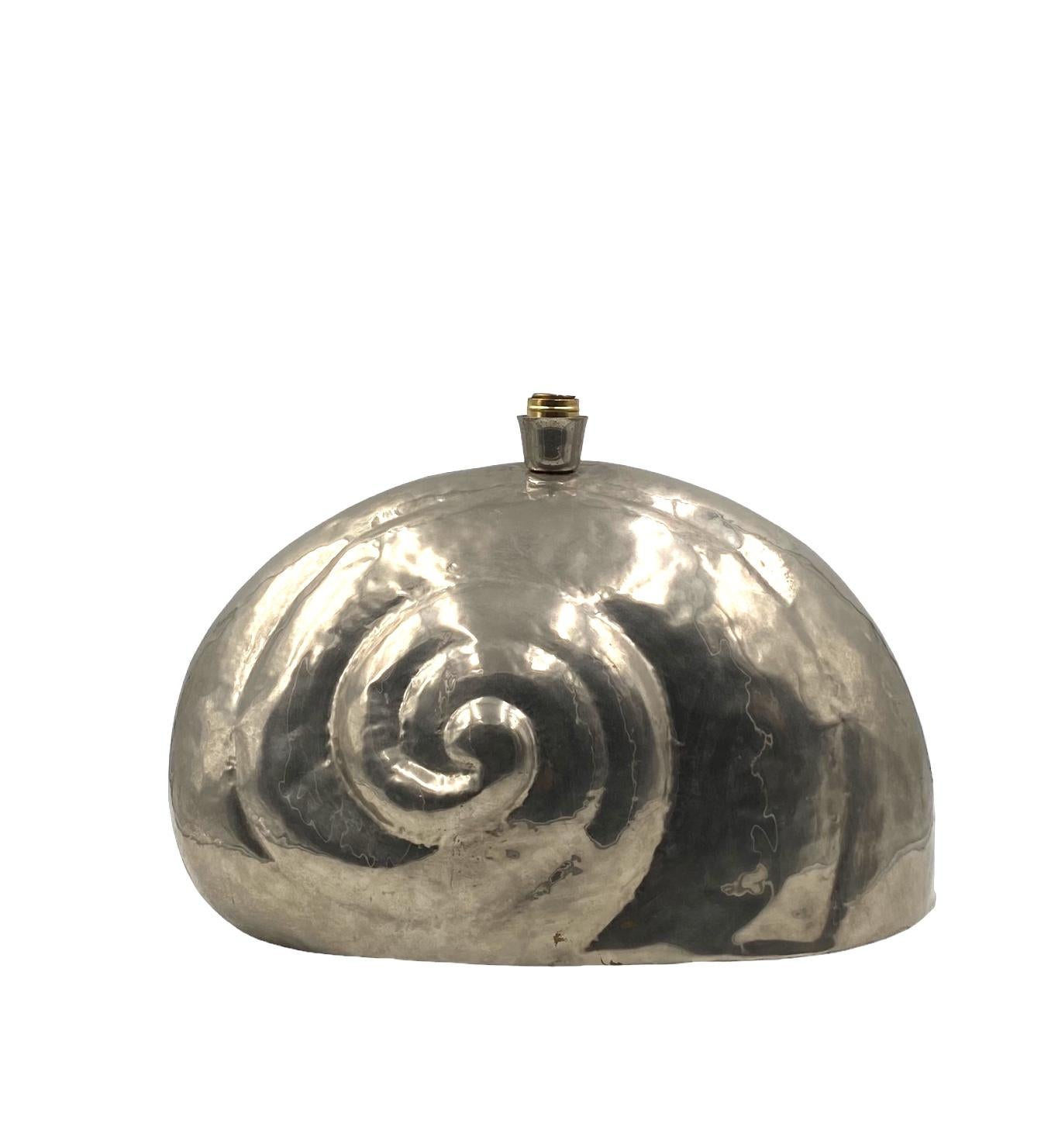 Nautilus shell silverplate table lamp base, France 1970s 7
