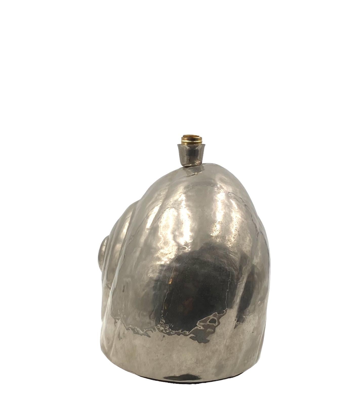 Nautilus shell silverplate table lamp base, France 1970s 12
