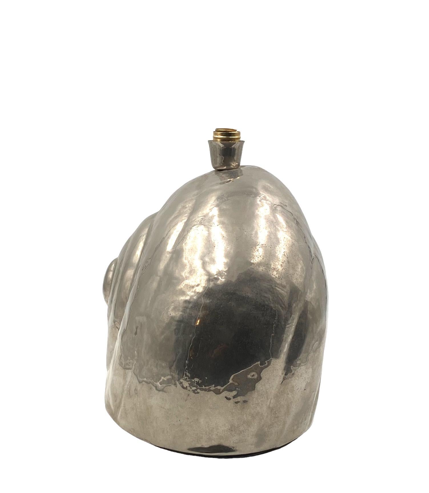Nautilus shell silverplate table lamp base, France 1970s 13