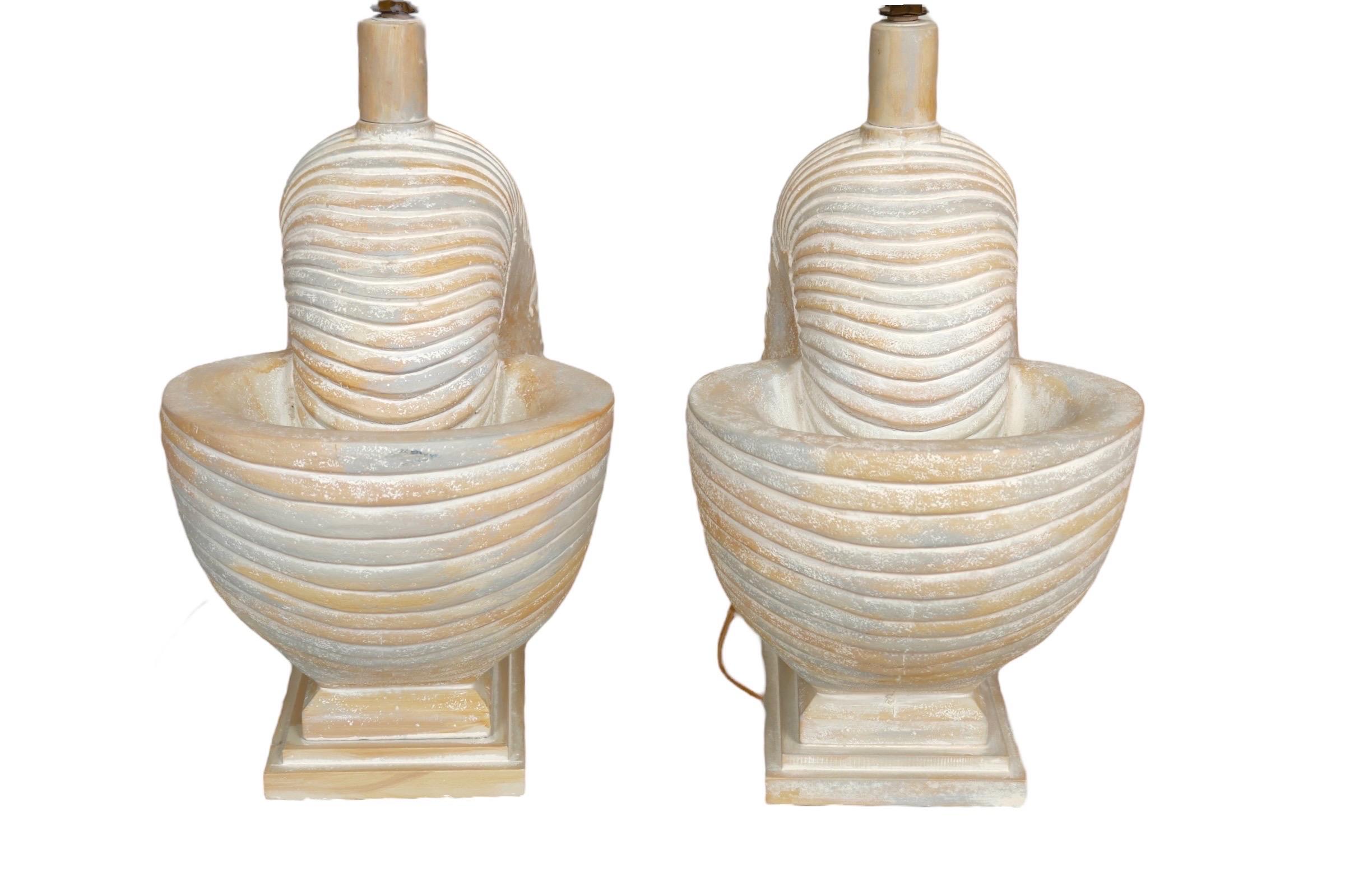 Nautilus Shell Table Lamps - a Pair In Good Condition In Bradenton, FL