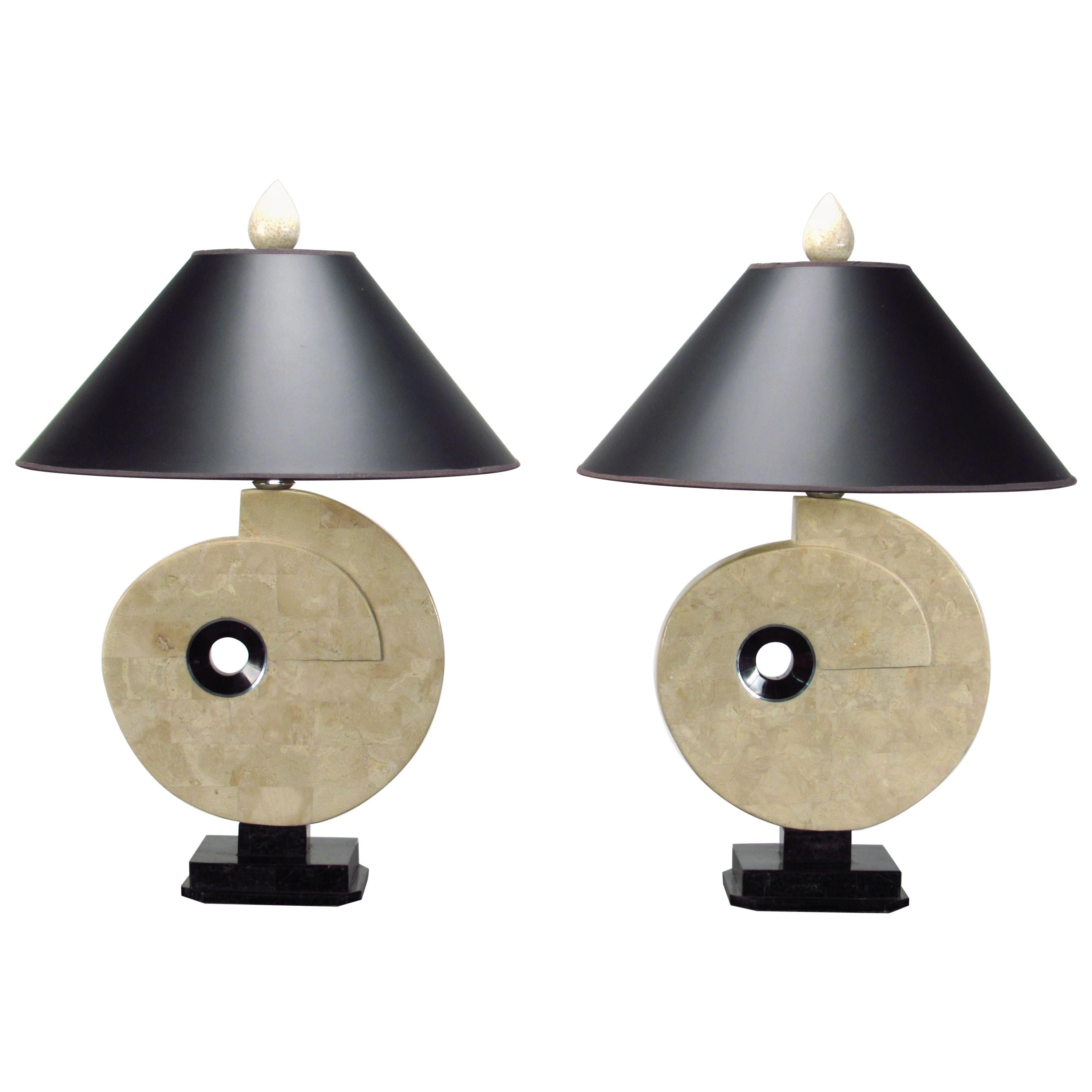 Tessellated Fossil Stone Table Lamps by Robert Marcius for Kinder Harris For Sale