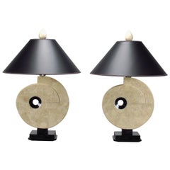 Tessellated Fossil Stone Table Lamps by Robert Marcius for Kinder Harris