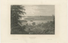 Nauvoo Mississippi River View, Antique Steel Engraving c.1850