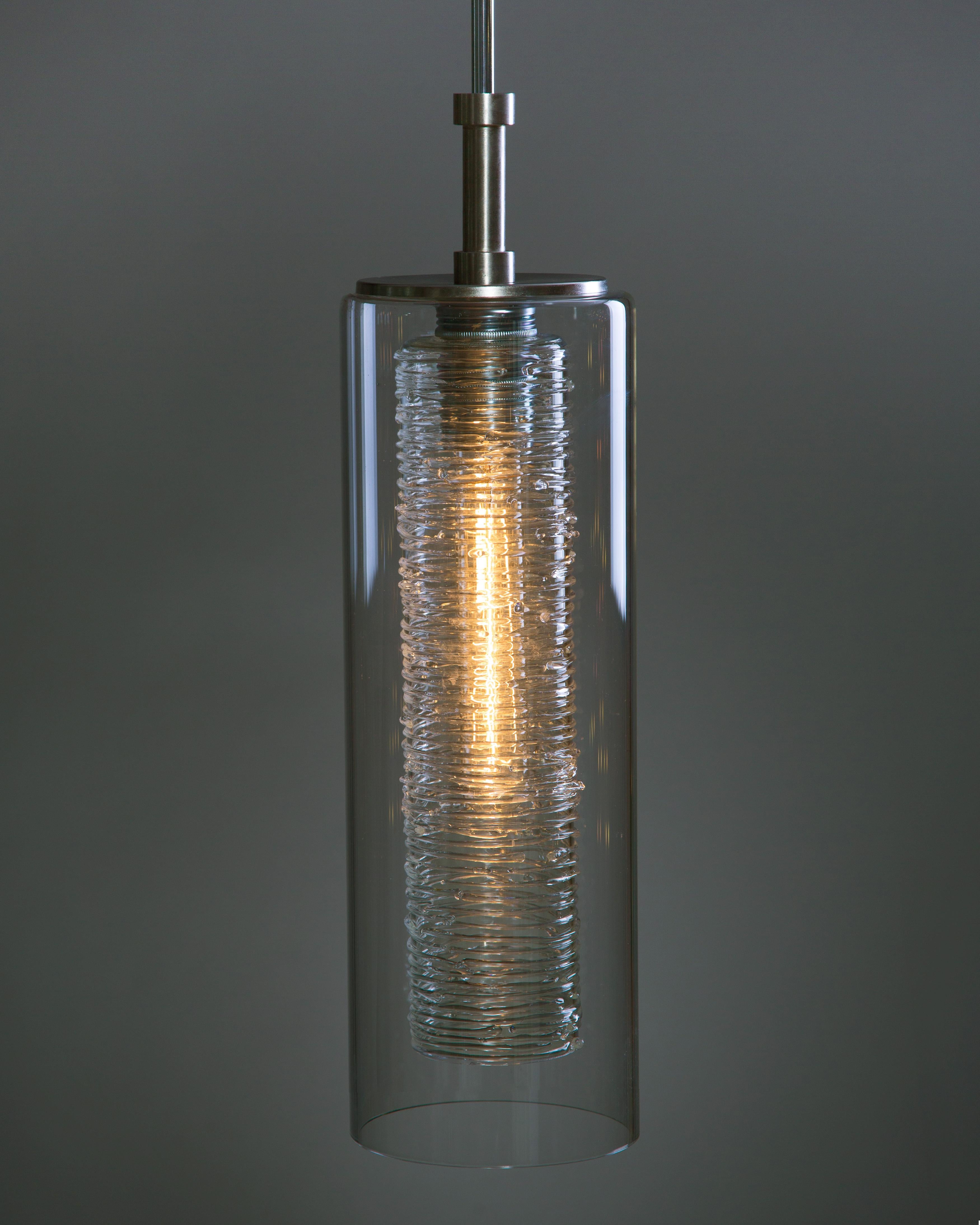 Modern Nava 1 Blown Glass Pendant for Kitchen Islands or Bars by Shakuff For Sale
