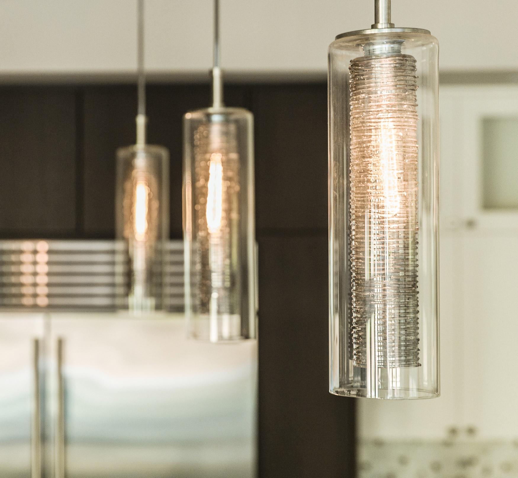 Powder-Coated Nava 1 Blown Glass Pendant for Kitchen Islands or Bars by Shakuff For Sale