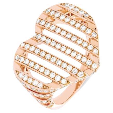 For Sale:  Nava Joaillerie Cut heart ring / 18K rose gold / 155 diamonds Made in France