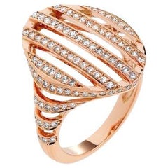 Ovaler Nava Joaillerie-Ring im Nava-Schliff / 18 Karat Roségold / 136 Diamanten Made in France