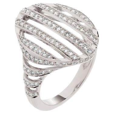 For Sale:  Nava Joaillerie Cut oval ring / 18K white gold / 136 diamonds Made in France
