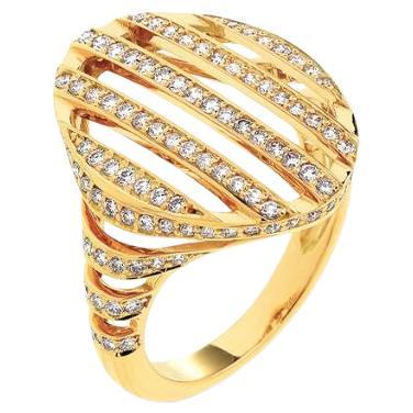 Nava Joaillerie Cut oval ring / 18K yellow gold / 136 diamonds Made in France For Sale