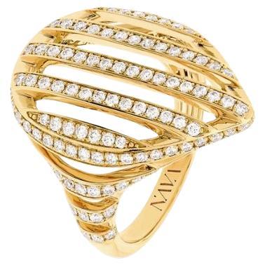 For Sale:  Nava Joaillerie Cut oval ring / 18K yellow gold / 136 diamonds Made in France