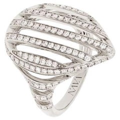 Nava Joaillerie Cut pear ring / 18K white gold / 142 diamonds Made in France