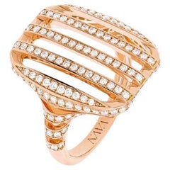 Nava Joaillerie Cut Rechteckiger Ring / 18K Roségold / 148 Diamanten Hergestellt in Frankreich