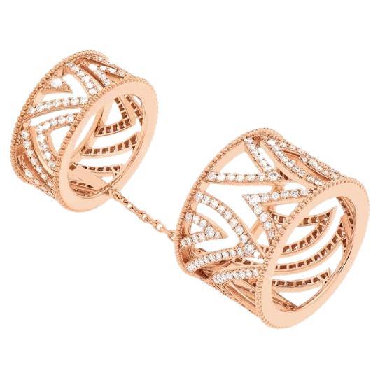 For Sale:  Nava Joaillerie Haxo Double Ring Full Pave Rose Gold