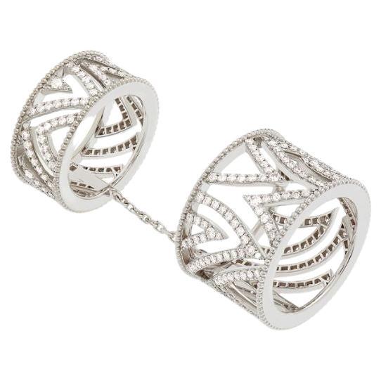 For Sale:  Nava Joaillerie Haxo Double Ring Full Pave White Gold