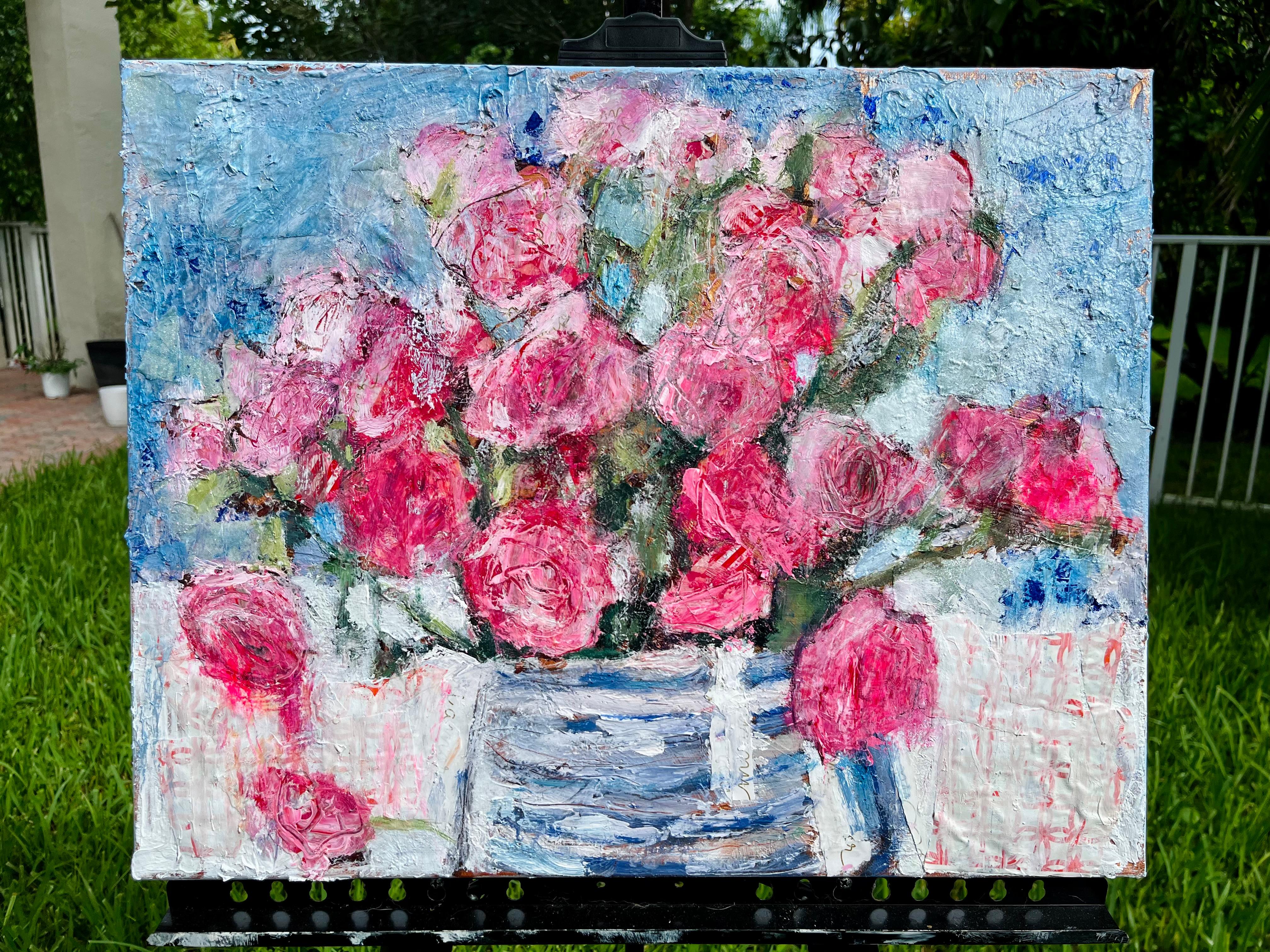 <p>Artist Comments<br>Artist Nava Lundy presents an exquisite arrangement of stunning flowers. The buds spread in different directions, diffusing vibrant pops of textured pink hues. 