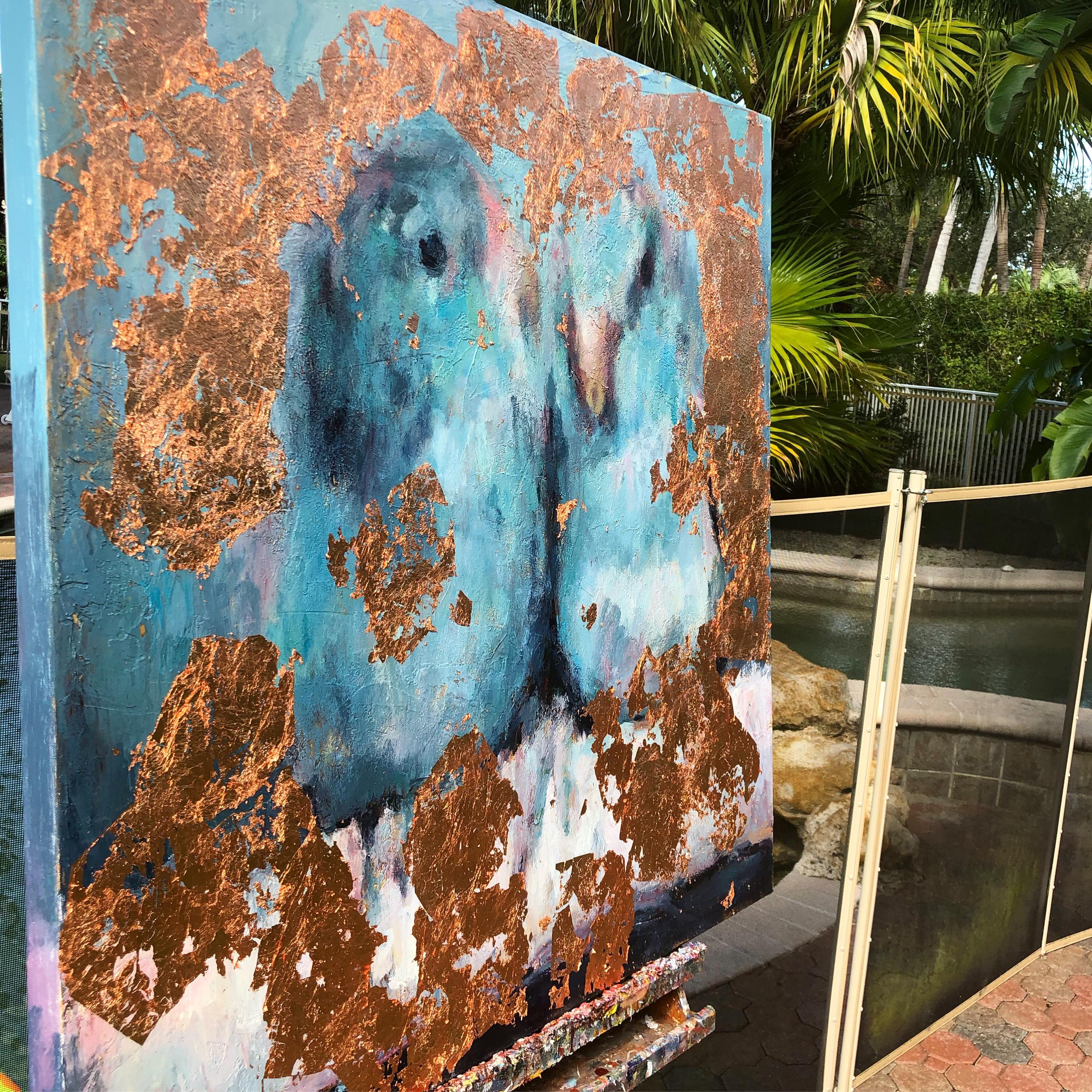 Lovebirds at Dusk - Contemporary Mixed Media Art by Nava Lundy