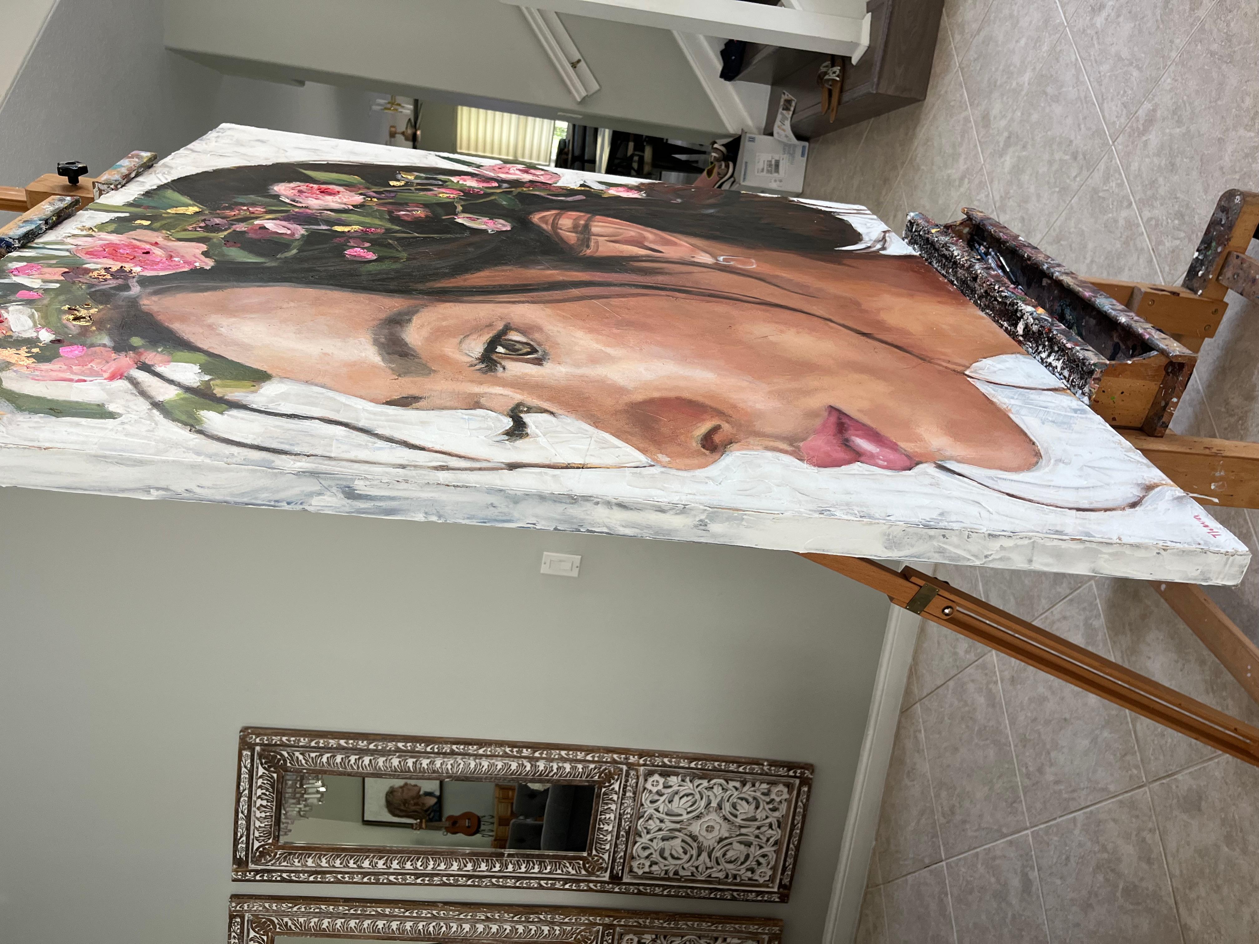 Himmelsgöttin, Originalgemälde (Zeitgenössisch), Mixed Media Art, von Nava Lundy