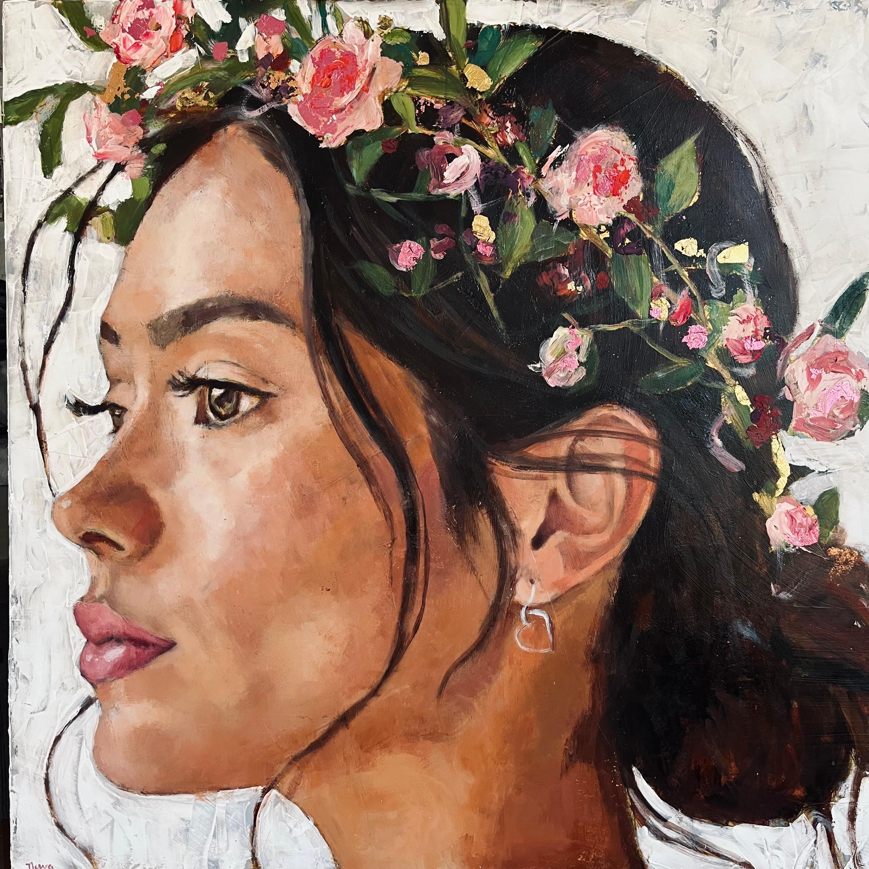 Himmelsgöttin, Originalgemälde – Mixed Media Art von Nava Lundy