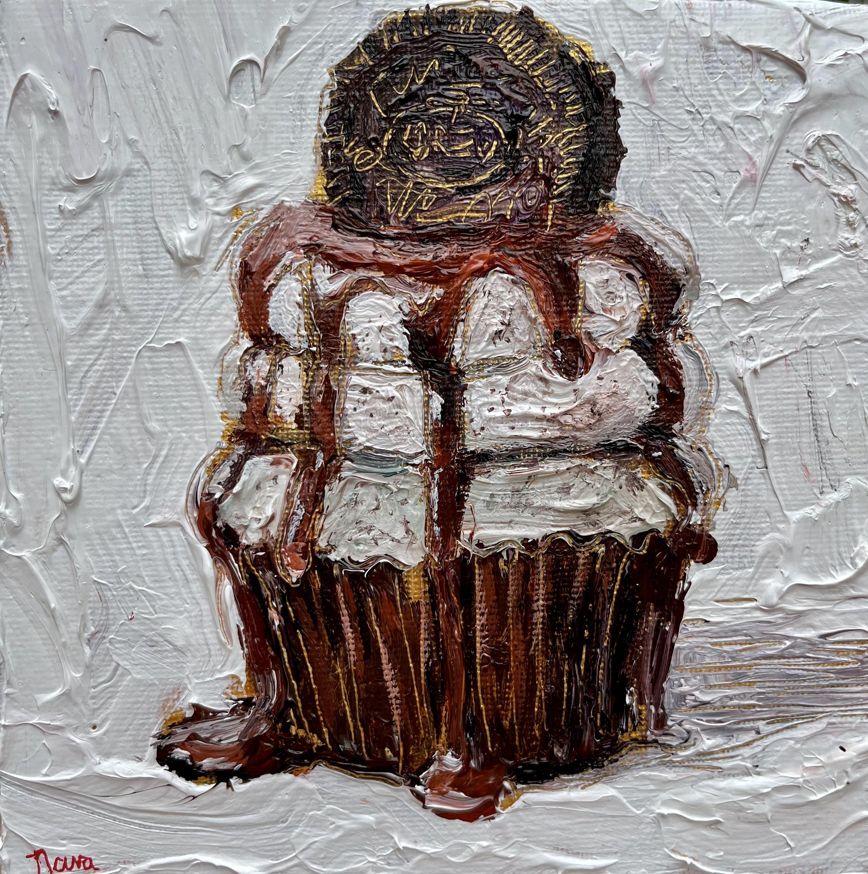 For this cookies and cream cupcake I wanted the syrup to look wet and gooey while the icing flecked with bits of cookie looks rich and thick. And what could be better than a cupcake garnished with an Oreo? :: Painting :: Contemporary :: This piece